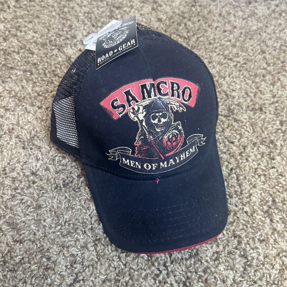 NWT Sons of Anarchy Hat Adjustable Trucker Mesh SAMCRO Men of Mayhem snap back